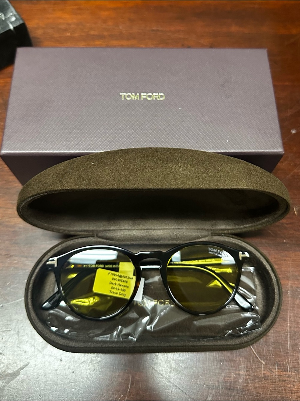 Tom Ford Black Frame Sunglasses with Yellow Lenses